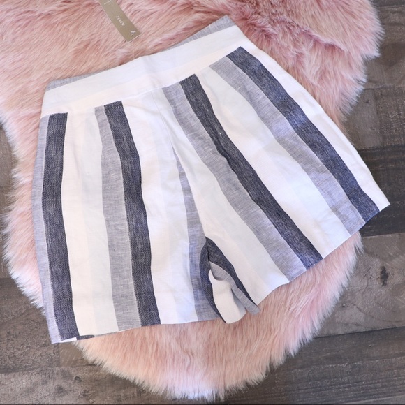J Crew Point Sur Linen Striped Shorts 00 - Picture 2 of 7